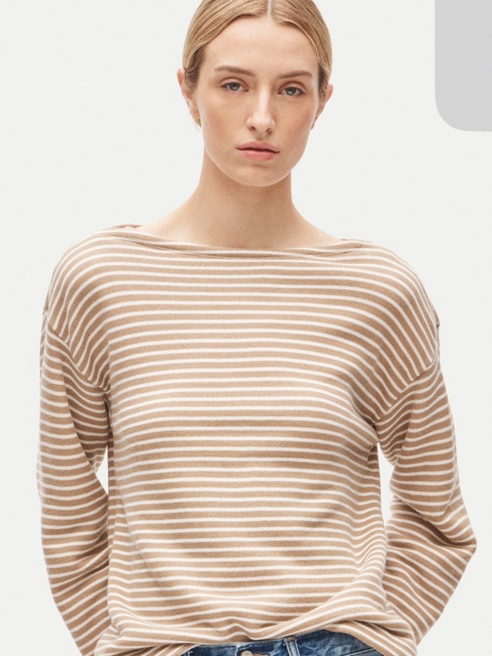 J. Crew White and Navy Heritage Terry Boatneck Sweatshirt - Picture 4 of 6